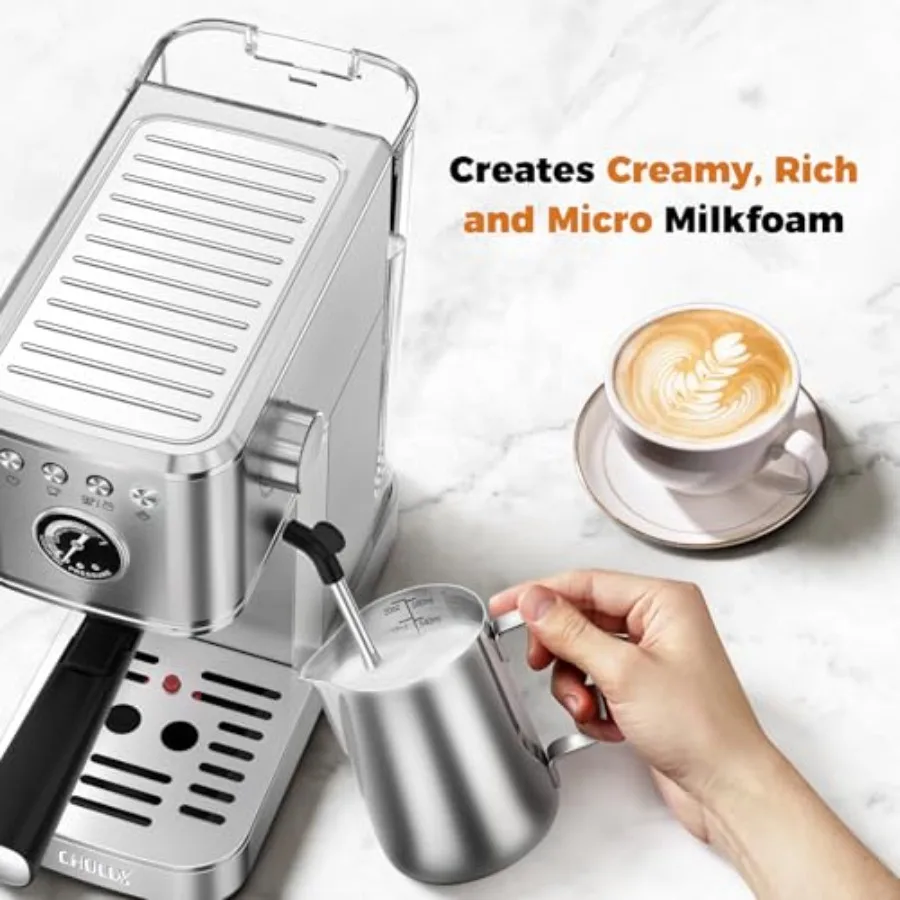 Máquina de café expreso Elite, máquina de café expreso caliente y hielo de 20 Bar con varilla de vapor para Americano Latte Cappuccino, café doméstico versátil S