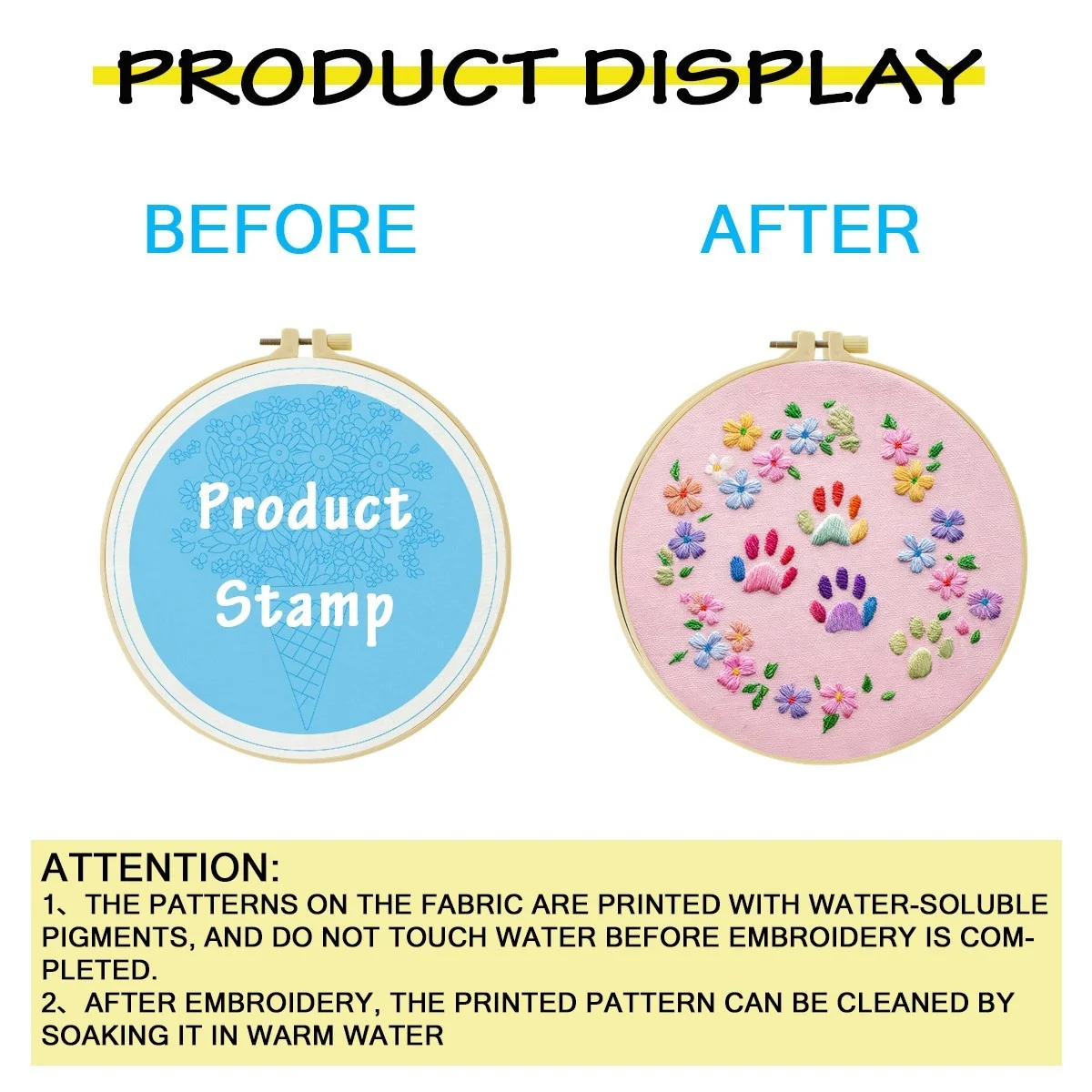 Bunte Pfotenabdrücke und Blumen 1 Stück DIY Stickerei-Material-Set für Anfänger Stickerei-Starter-Kit Kreuzstich-Kunst als Geschenk Neu – Detail 4