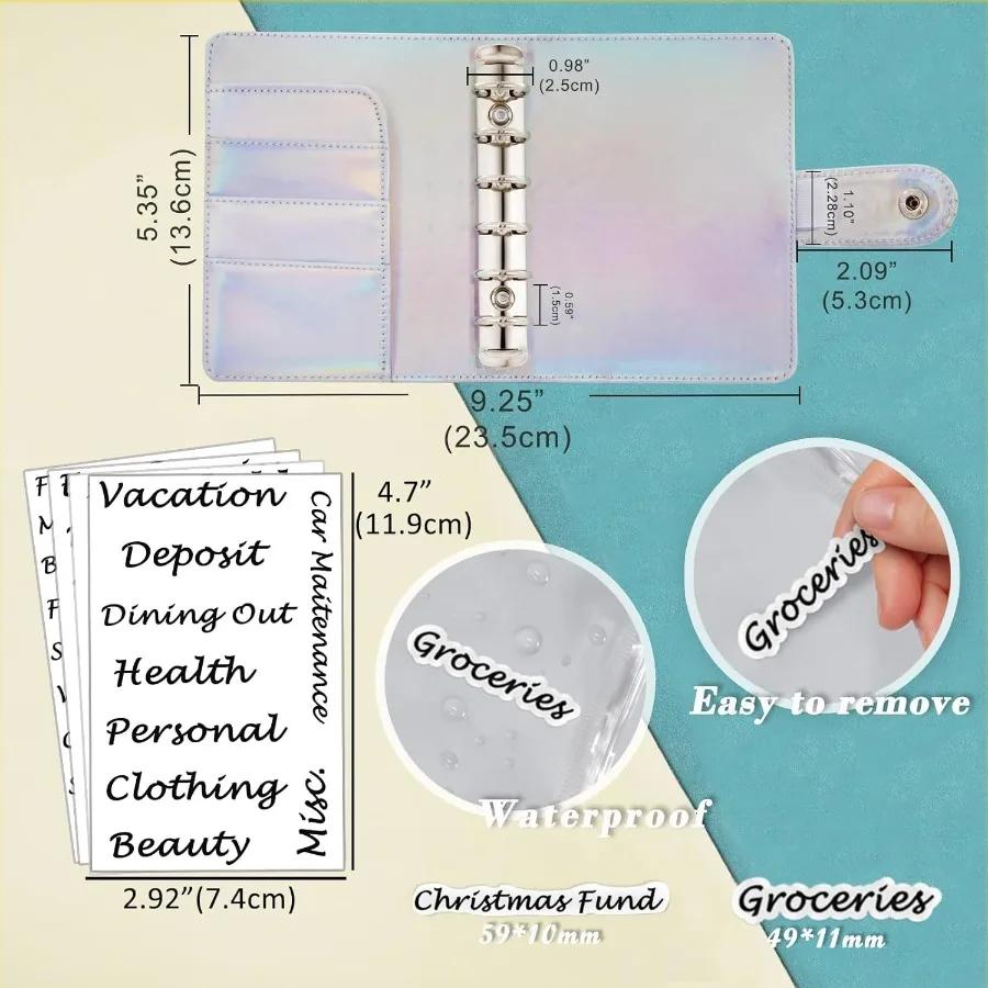 A7 6 Ring Budget Binder with Zipper envelopes Budget Book Label and Category Stickers Budget Sheet Refill Paper for Men and n 1