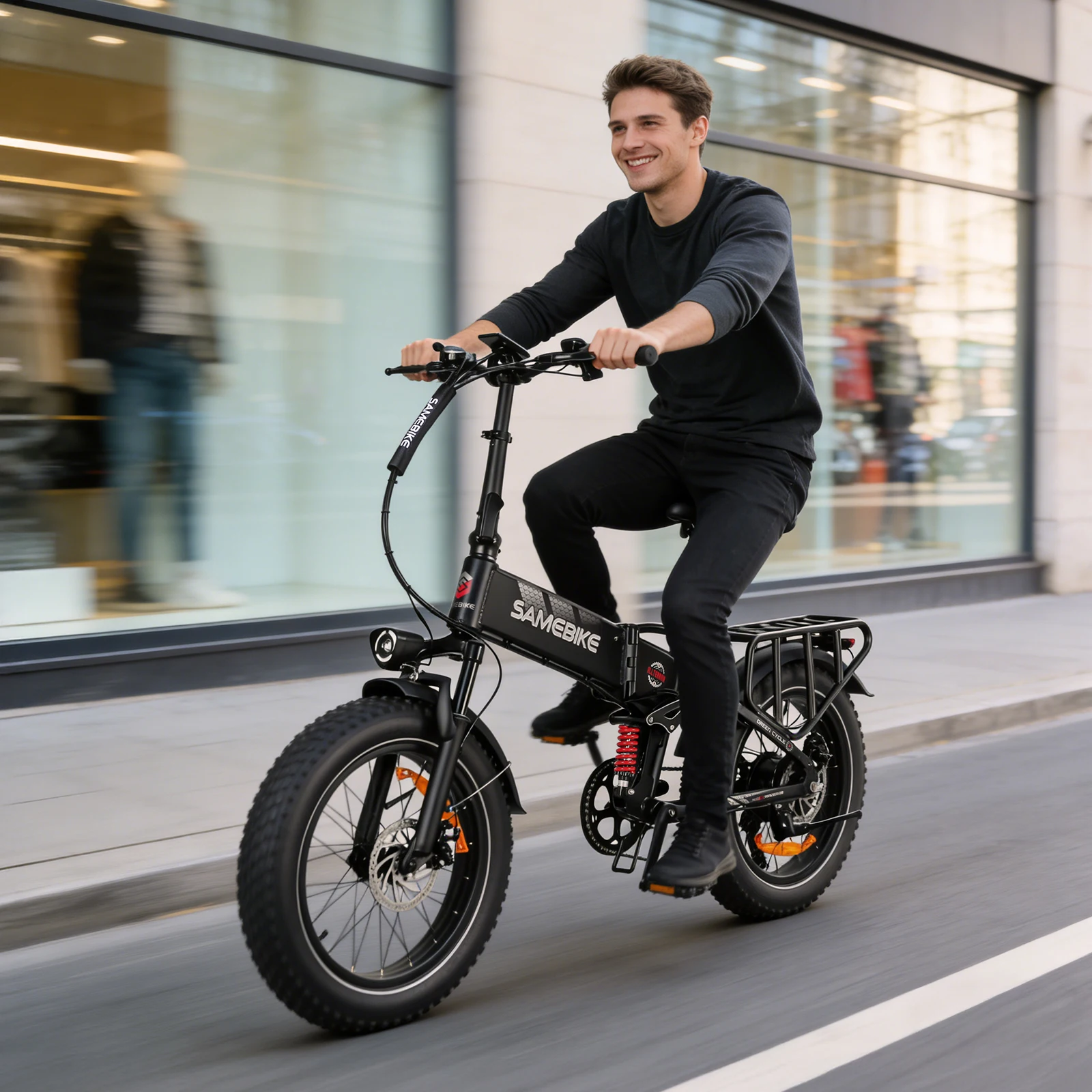 SAMEBIKE RS-A02PRO Electric Bike 20"Fat Tires,48V15Ah Foldable Ebike for Adults,7 Speed and Dual Suspension E-Mountain Bike