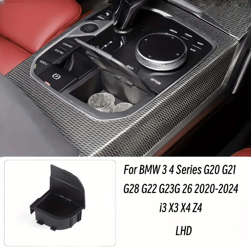For BMW 3 4 Series G20 G21 G28 G22 G23G 26 2020-2024 I3 X3 X4 Z4 Black ABS Central Control Gear Storage Box Sleek Organizer view 5