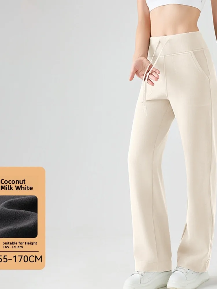 2025 Nuovi pantaloni da donna in pelle arca a vita alta elastici alti foderati in fce yoga gamba dritta fitn controllo della pancia sollevamento del sedere...