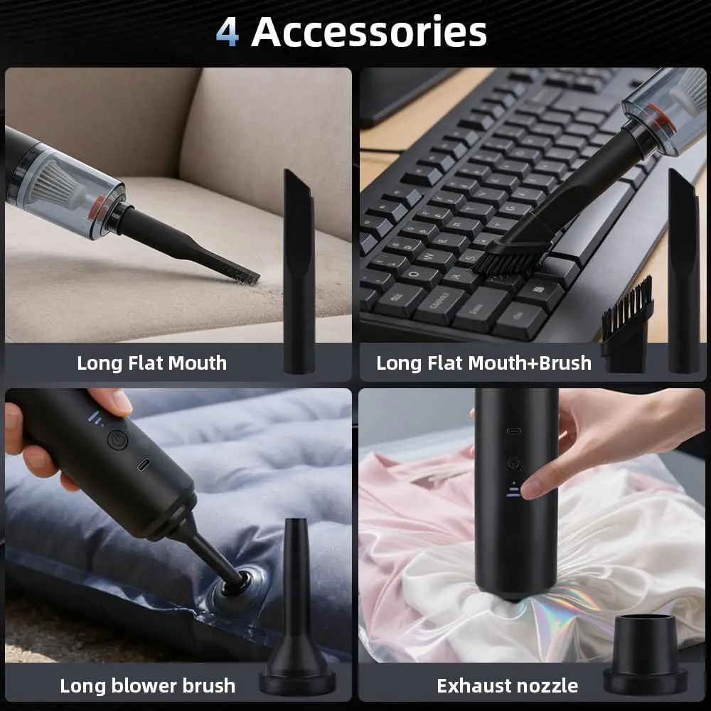 1 Set Portable Wireless Car Vacuum Cleaner Strong Suction Handheld Electric Dust Cleaner For Car Home Interior Cleaning