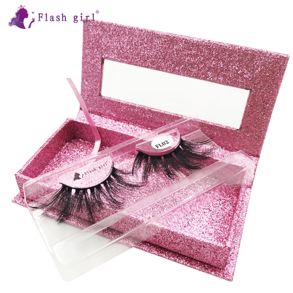 

1 pair/Boxes Multi-layer 25 mm fluffy flexible Mink Soft thick false eyelashes With Support customized