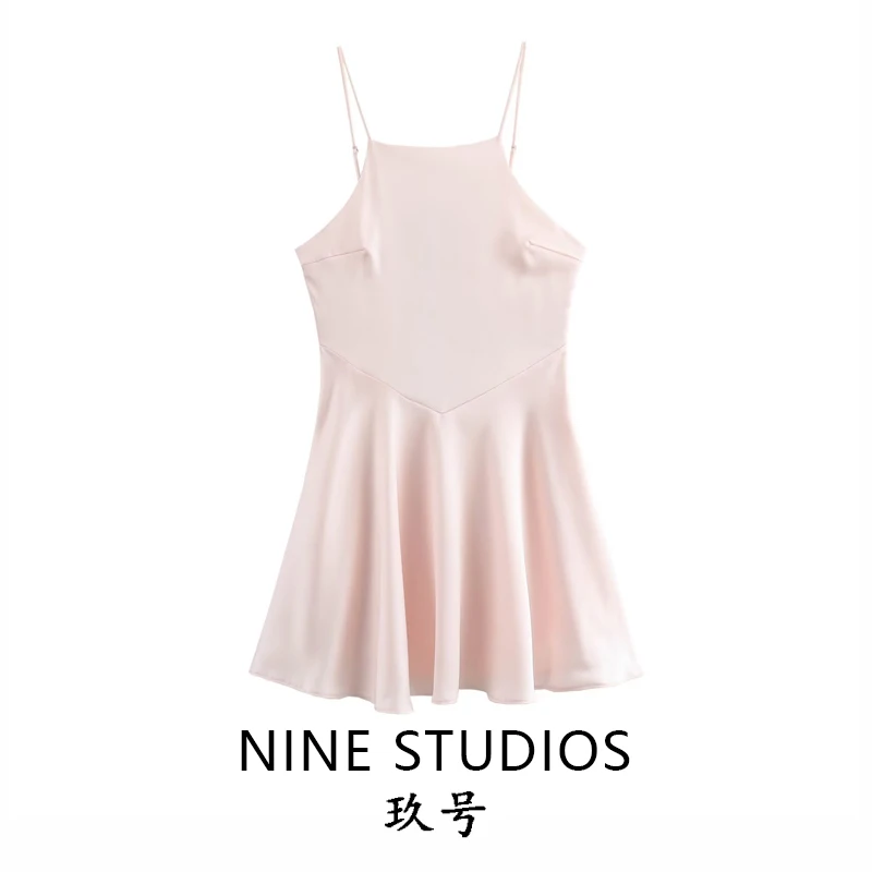 Seidensatin ort Strapl Dr Ele Casual H-Line Damen Faion Summer 2025, No Sve Polyesterfaserkleid