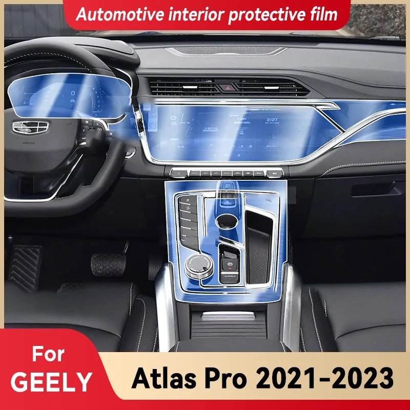 

For GEELY Atlas Pro 2021 2022 2023 Car Interior Gearpanel Dashboard Gps Navigation Screen Transparent Cover TPU Protective Film