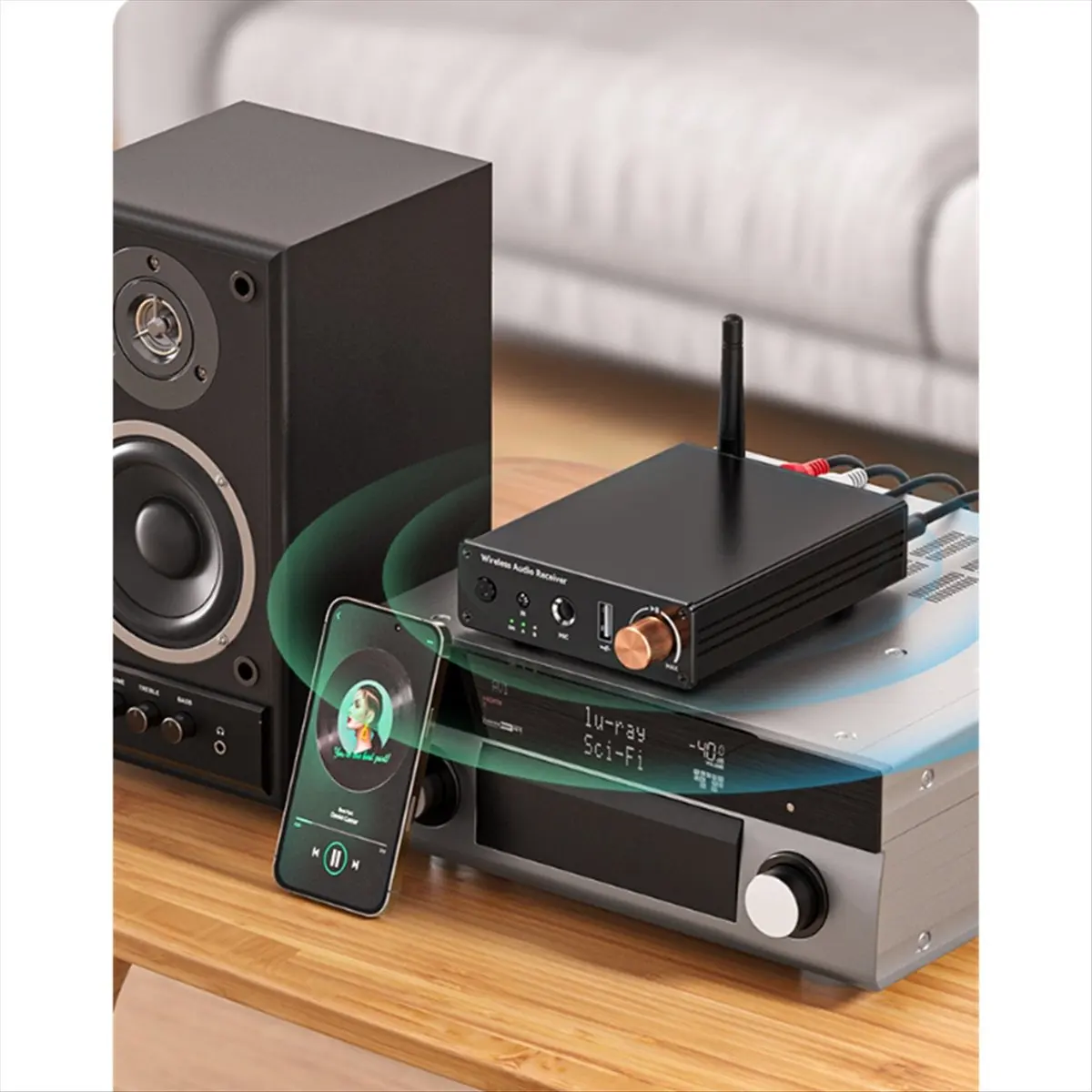 

Lovely！ Multifunctional Bluetooth 6.0 Receiver Transmitter, Stereo Receiver Bluetooth Power Amp AUX/USB/6.5mm MIC