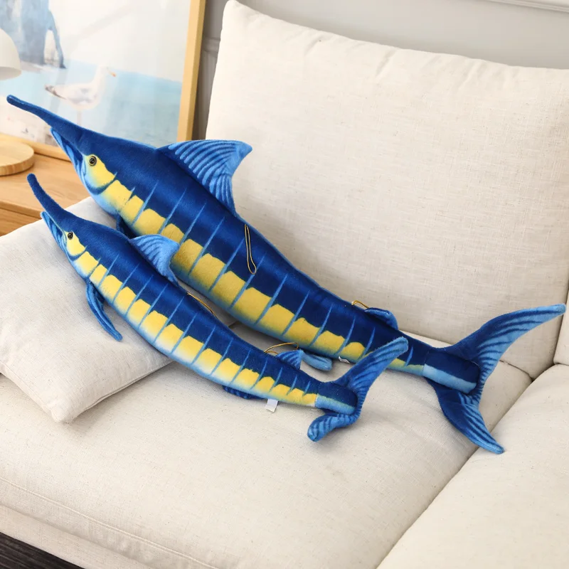 Kawaii Blue Flag Tuna Plush Doll 140CM Pillow Cute Simulation Soft Long Cartoon Plush Animal Swordfish Doll Kids Birthday Gifts