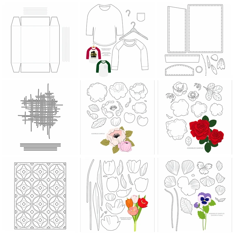 Flowers Clothes 3D Foldable Box Cutting Dies Match Stamp Scrapbooking Crafts Card Album Making DIY Stencil New Die Cuts 2022