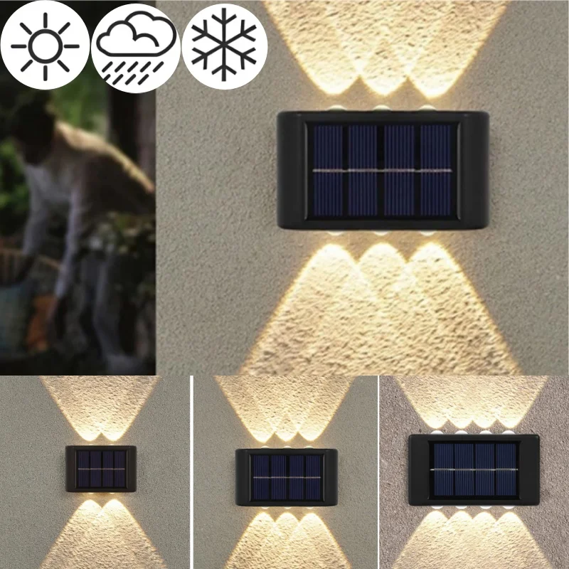 4/6/8/LED Lampada da parete solare Esterna Impermeabile ad energia solare Luce SU e giù Illumina la decorazione del cortile del portico del giardino domestico