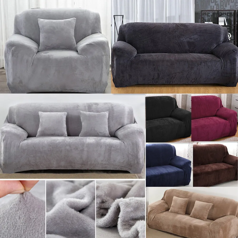 

Velvet Fabric Sofa Covers For Living Room Stretch Soft Thick Cover High Quality 1/2/3/4 Seats Furniture Armchair Covers For Home