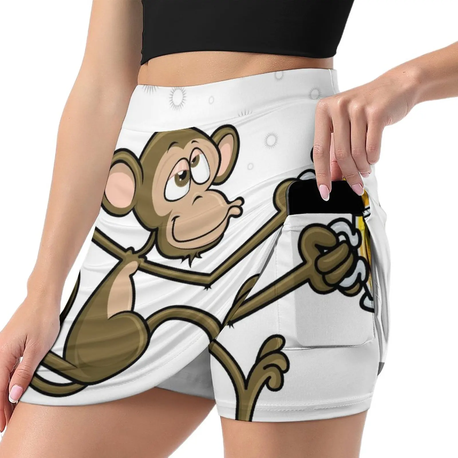 Monkey Drunk Cartoon Theme Mini Skirt Women's dress kpop