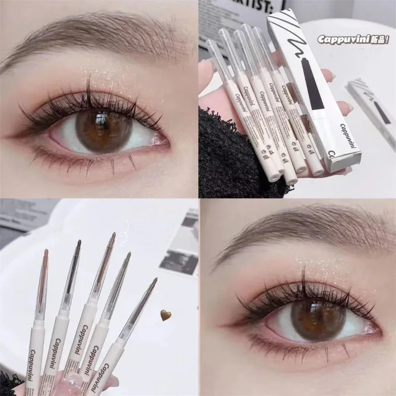 Penna Gel per Eyeliner con baco da seta sdraiata opaca impermeabile non fiorita matita per Eyeliner ad asciugatura rapida penna per ombretti marrone da tè