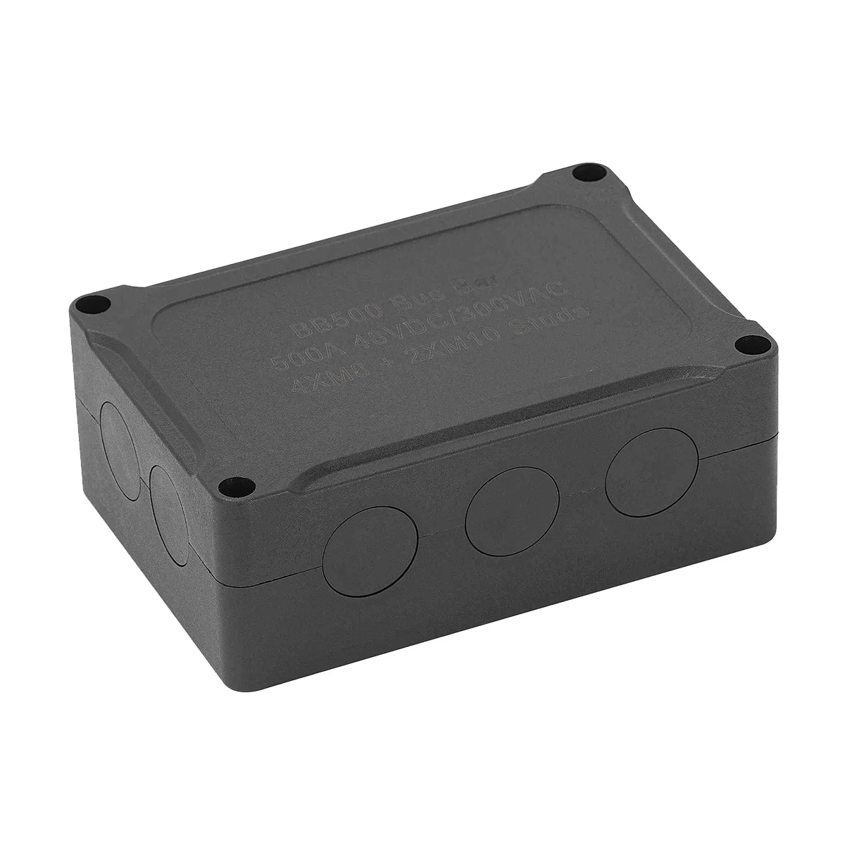 500A Marine Bus Bar 48V Automotive Power Distribution Block Big Current 6 Studs Plastic Cover for Car Boat Auto Black