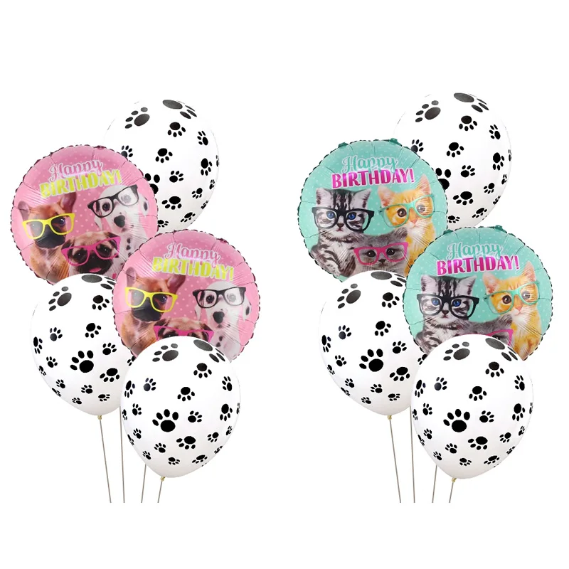 Pet Cat Dog Paw Balloon Blue Pink Animal Party Helium Globes Baby Shower Kids Birthday Favor Party Decoration