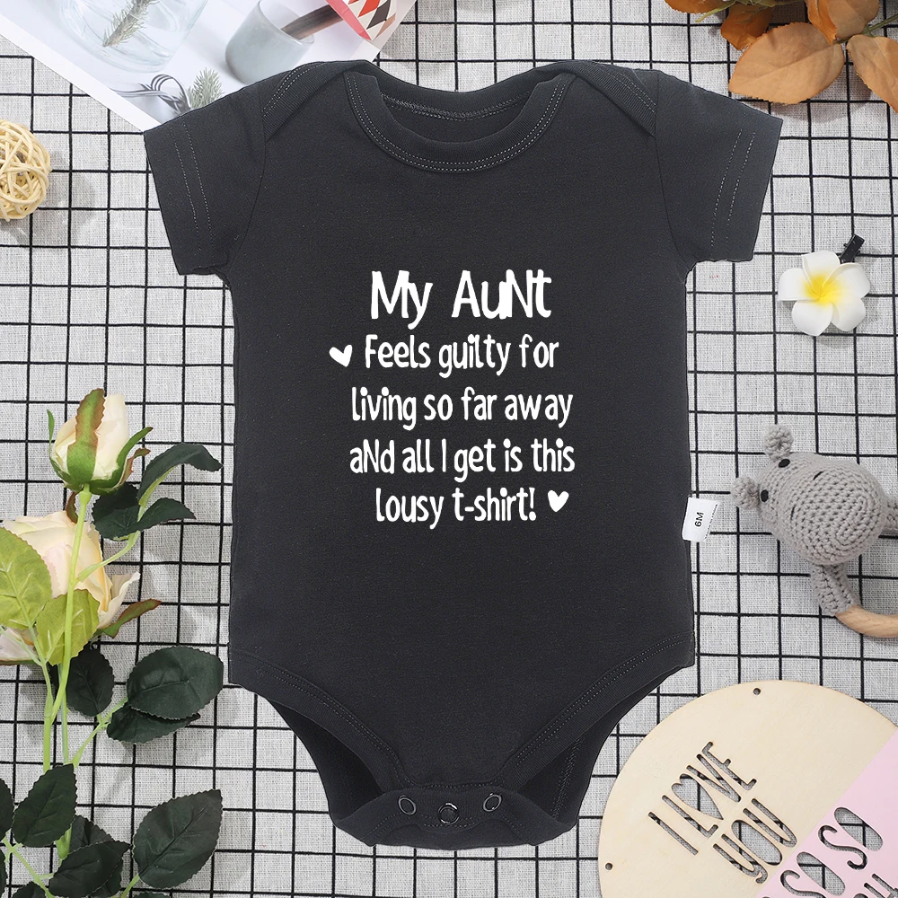 Funny Text Summer Baby Clothes Boys and Girls Onesie Personality Harajuku Crew Neck Black Cotton Newborn Bodysuit Hot Selling