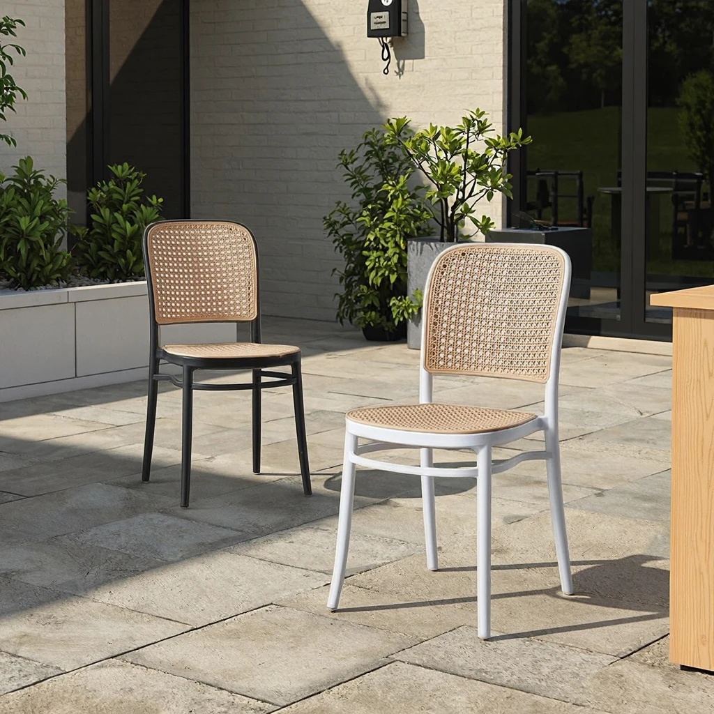 

Cheap Modern Outdoor Plastic Stackable Factory Wholesale Chairs Dinning Room Furniture Rattan Furniture Restaurant Dining Chair
