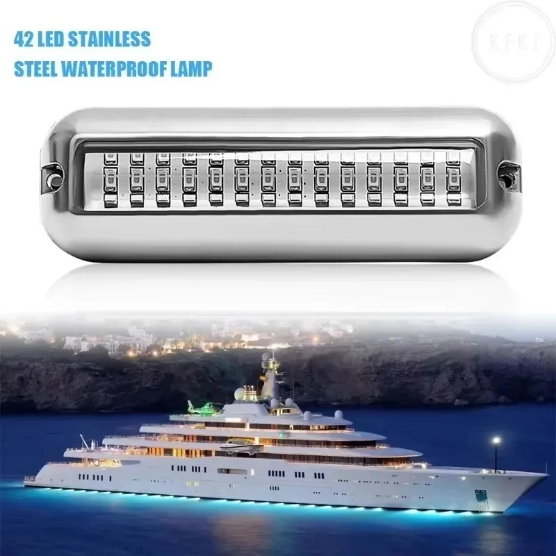الفولاذ المقاوم للصدأ 1-4 قطعة 42 LED يخت تحت الماء لأضواء الملاحة البحرية IP68 أضواء قارب مقاوم للماء ملحقات اليخوت