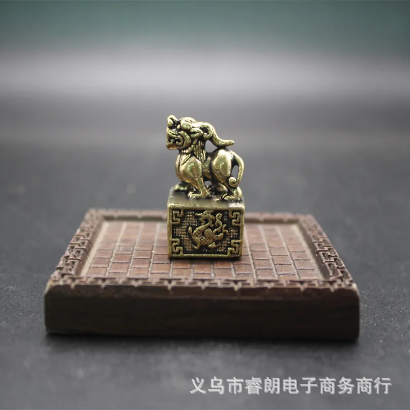 Brass Pixiu Stamp Lion Stamp Keychain Small Pendant Desktop Ornament Monkey Turtle In stock wholesale