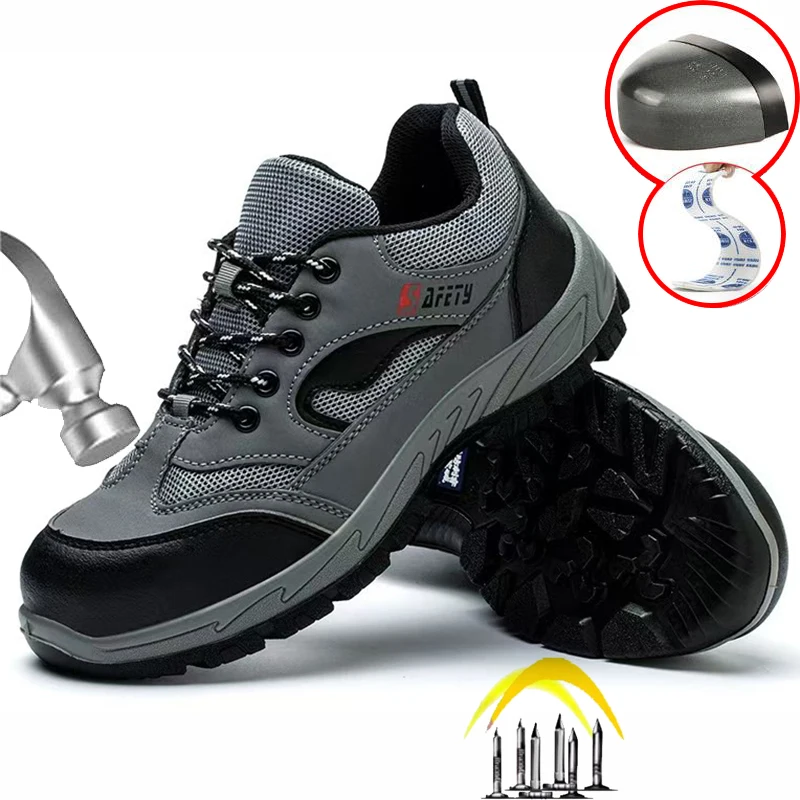 

Safety Shoes Men Comfortable Anti Slip Abrasion Resistant Shoes Puncture-Proof Anti Smashing Steel Toe Work Shoes