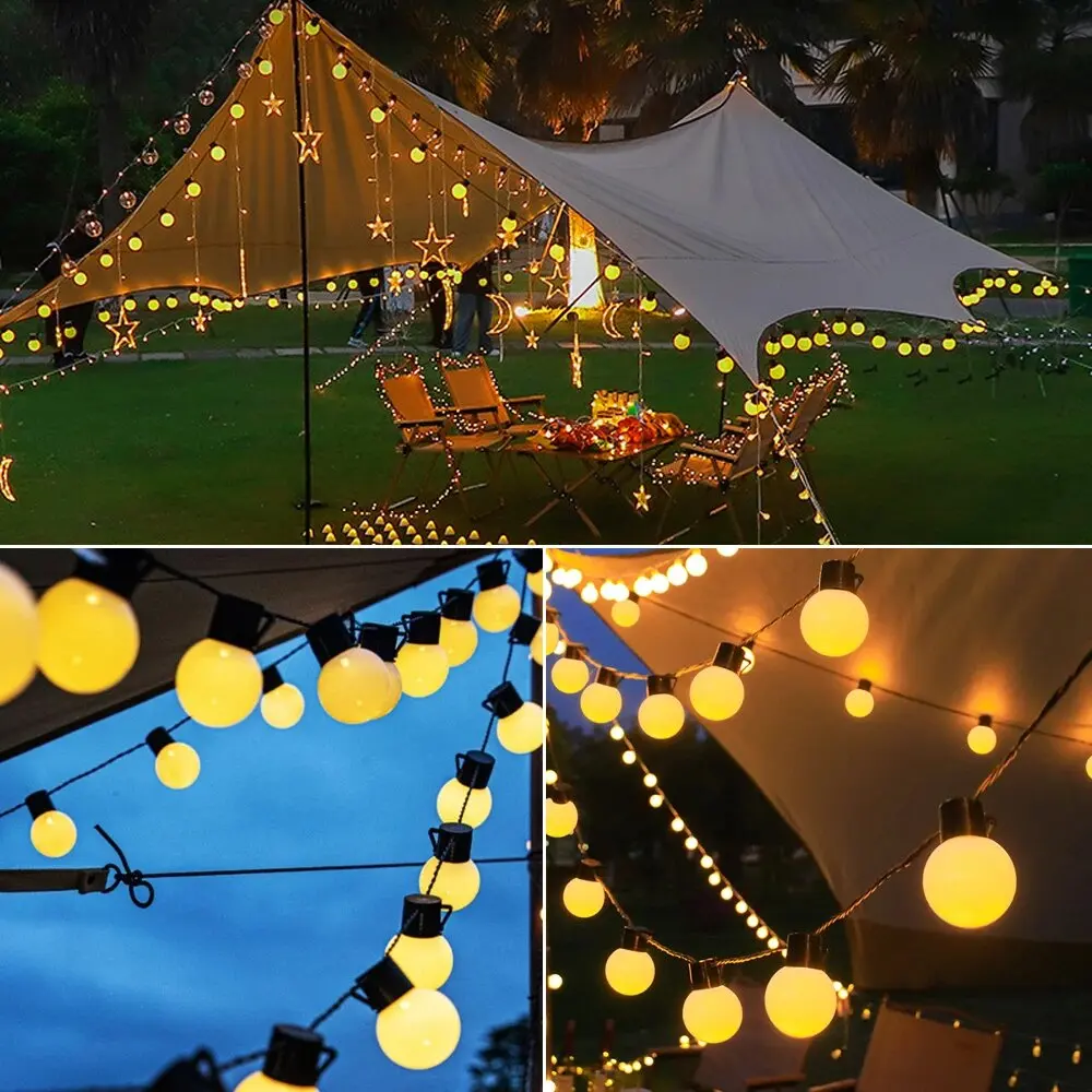 1PC LED Solar Light String,Outdoor White Balls Decoration Lights Hanging Lights For Garden,Yard,Patio,Balcony,Camping&Holidays