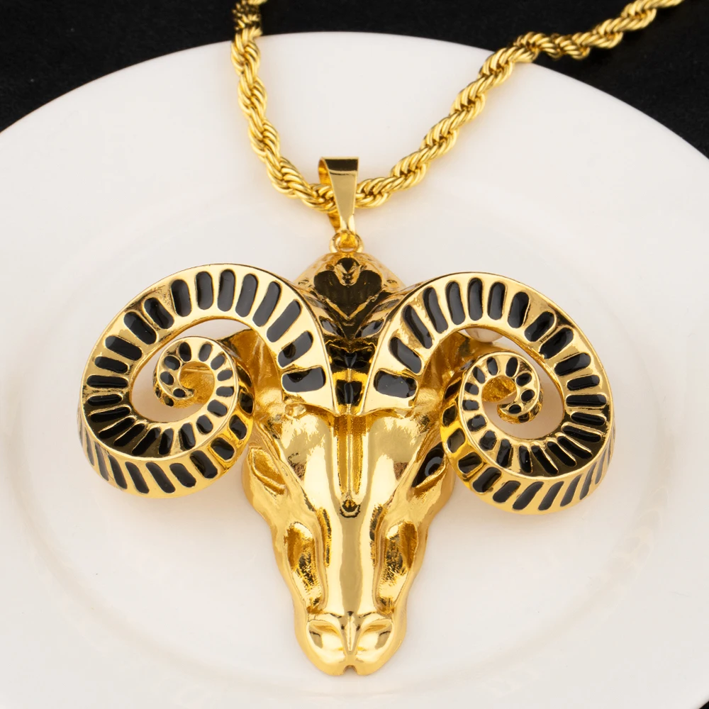 مجموعة أقراط قلادة فاخرة مطلية بالذهب على شكل الماعز البري للنساء في دبي بتصميم نوبل هدية مجوهرات لولائم الحفلات #4