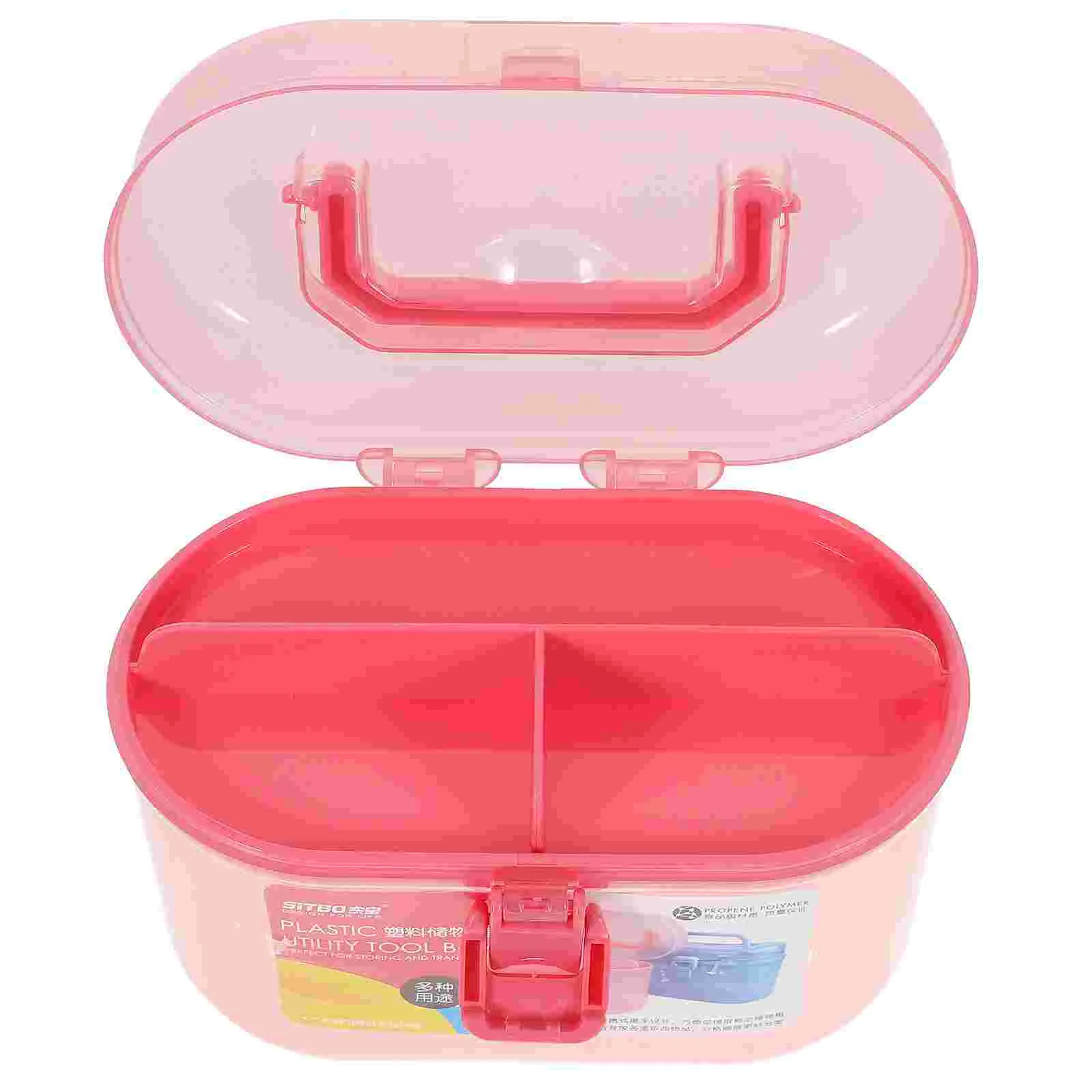 Double Layer Suitcase Desktop Craft Storage Organizer Sundry Makeup Box Pink Travel