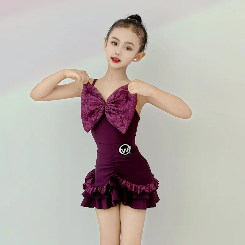 กระโปรงเต้นลาตินสำหรับเด็กผู้หญิงรุ่นใหม่ประจำฤดูร้อน ชุดฝึกซ้อมสำหรับการแสดงขั้นสูงและการแข่งขัน