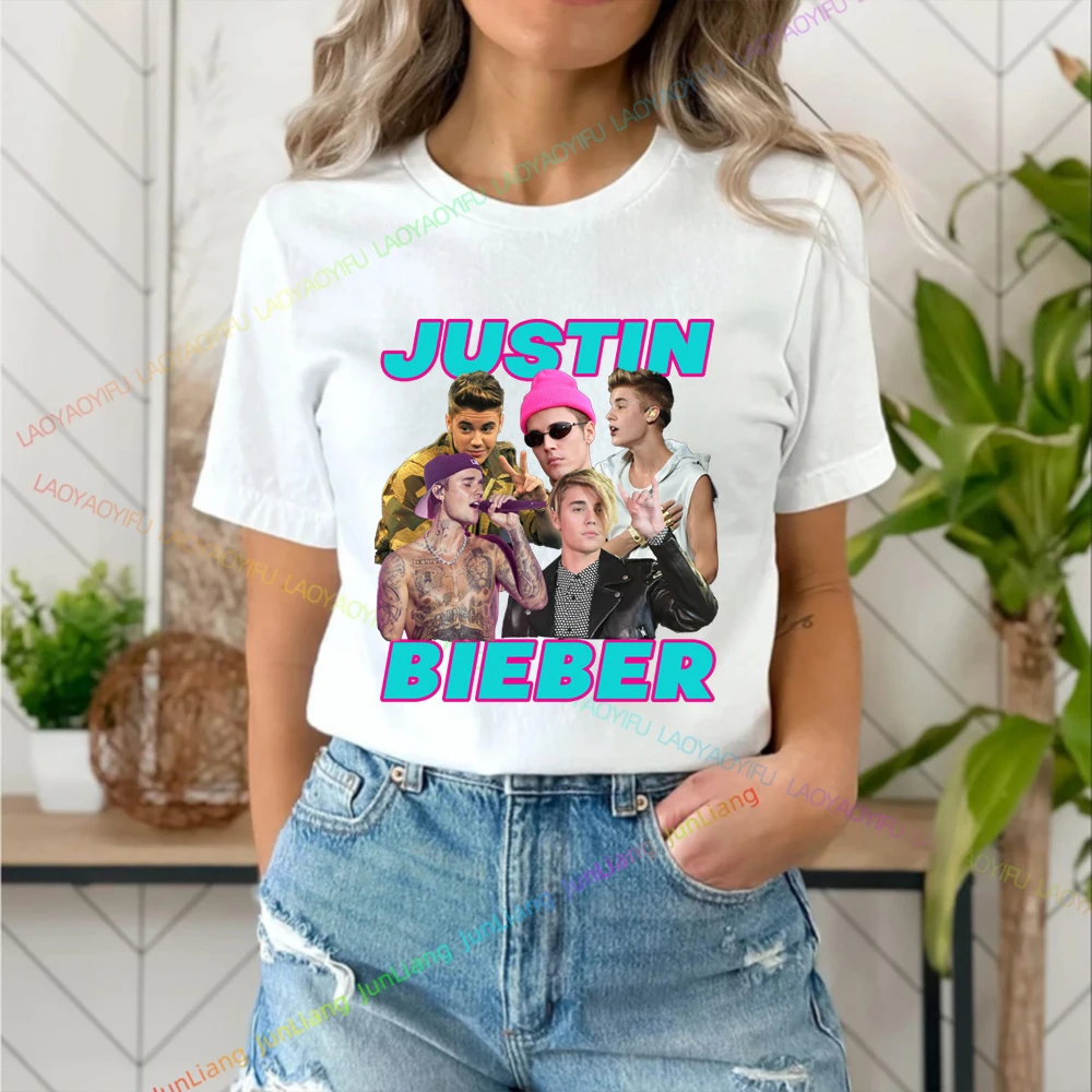 Bieber Short Sleeve Tee Fans Gift Tops Justin Men's Shirts Vintage Funny Gifts Harajuku Plain T-shirt Top Women Streetwear Y2k