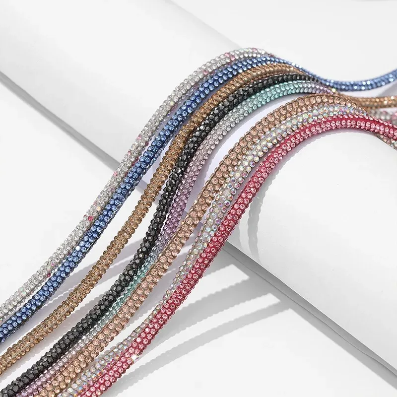 50 Yards 4mm Kristall-Strassband, Glasdiamant-Kordel, DIY-Nähzubehör für Kleidung, Schuhe, Taschen, Hochzeitskleider, Kostümdekoration