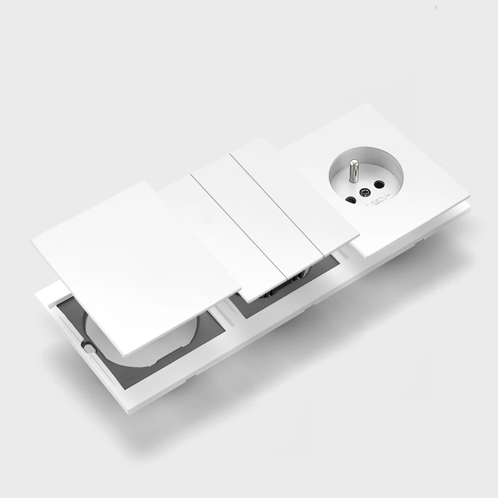 Skin Sensation France Integrated Panel Power Sockets Embedded Rocker Switch Button Light Switch Wall Socket Skin Feel Paint Home