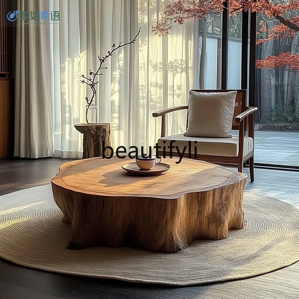 

Solid Wood Sofa Coffee Table Japanese Tatami Bed & Breakfast Small Table Original Ecological Wabi-sabi Style Tea Table