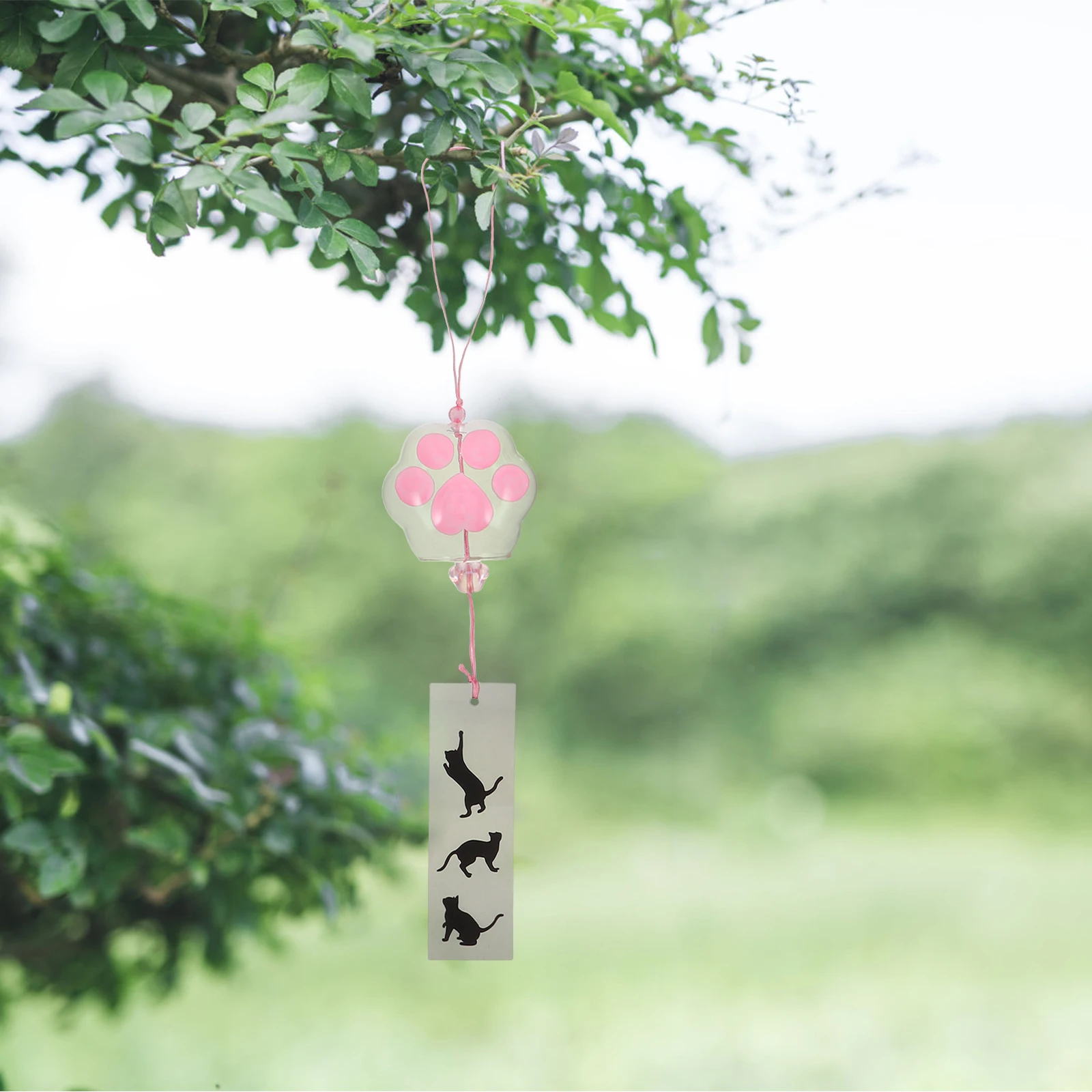 

Japanese Style Cat Paw Glass Wind Chime Hand Painted Indoor Outdoor Hanging Decor Garden Balcony Ornament Birthday Gift