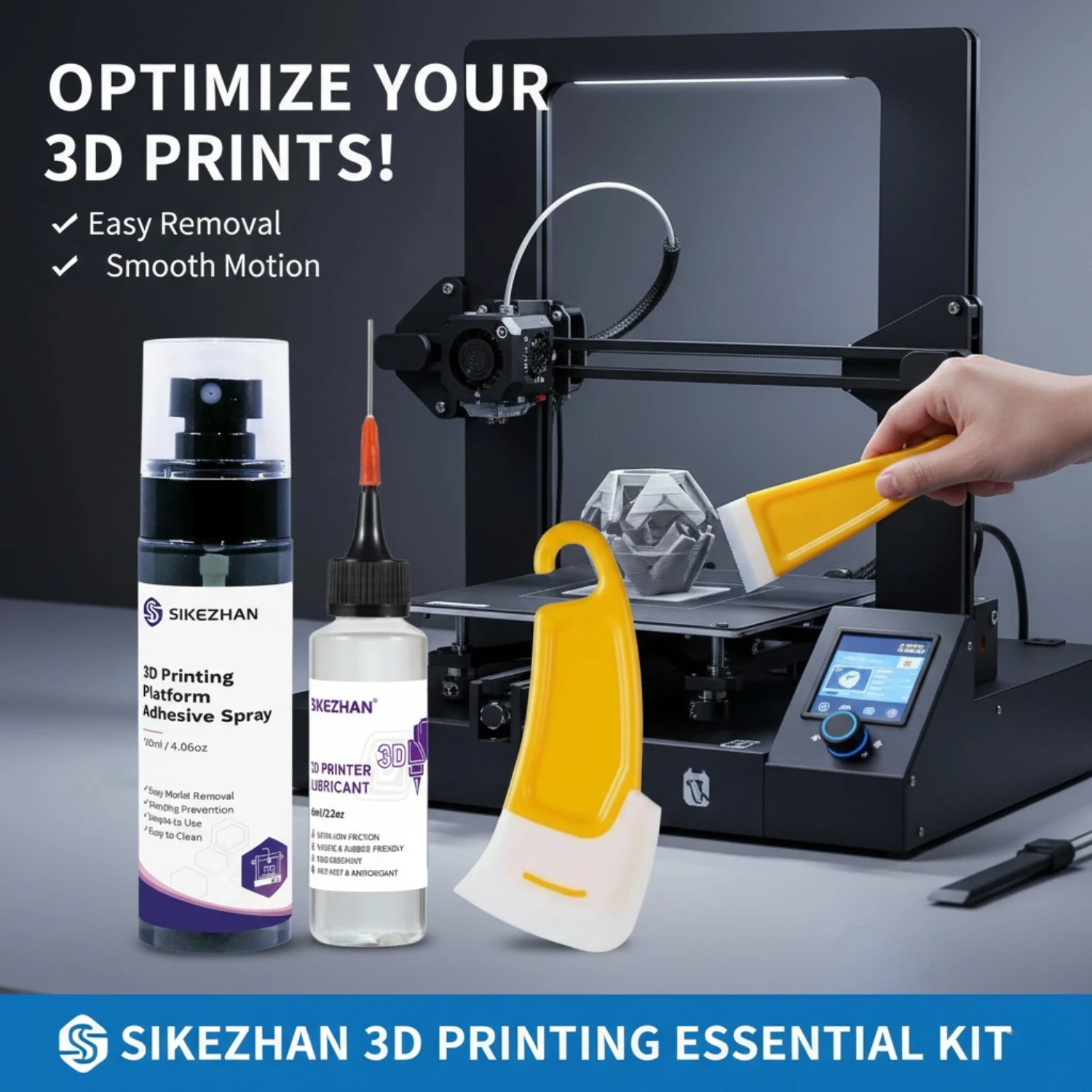 3D Printer Maintenance Set: Includes Platform Scraper Tool,Rail Lubricant Grease & Strong Bed Adhesive Glue for PLA ABS PETG FDM