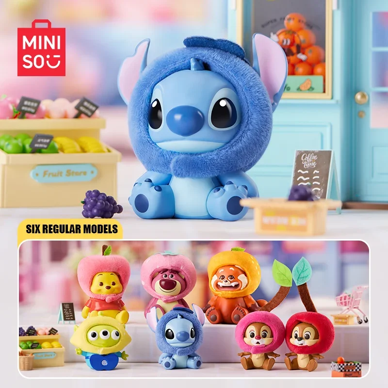 

Genuine Miniso Disney Fruit Headgear Theme Hand Series Blind Box Pooh Chip Dale Lotso Alien Tide Play Cute Gifts Decoration