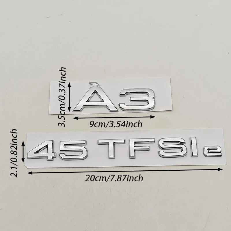 جديد ثلاثية الأبعاد ABS سيارة رسائل شعار A3 45TFSIe شارة الخلفي الجذع ملصق الشارات لأودي A3 45 TFSI e 8Y السيارات الذيل بمناسبة الملحقات #4