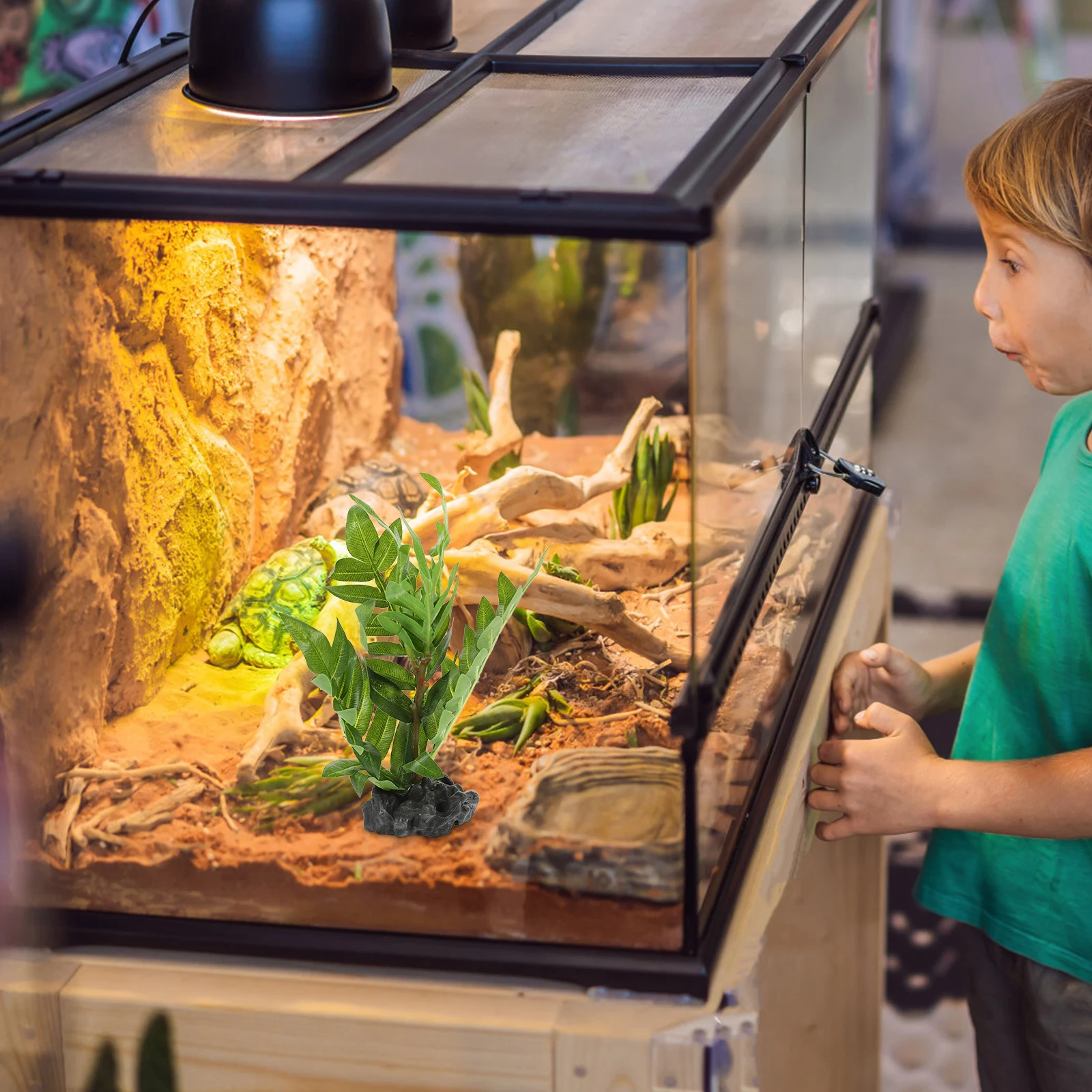 

Faux Terrarium Plants Decorative Reptile Habitat Artificial Thrive Fish Tank Accessories Realistic Resin Plastic Easy Clean