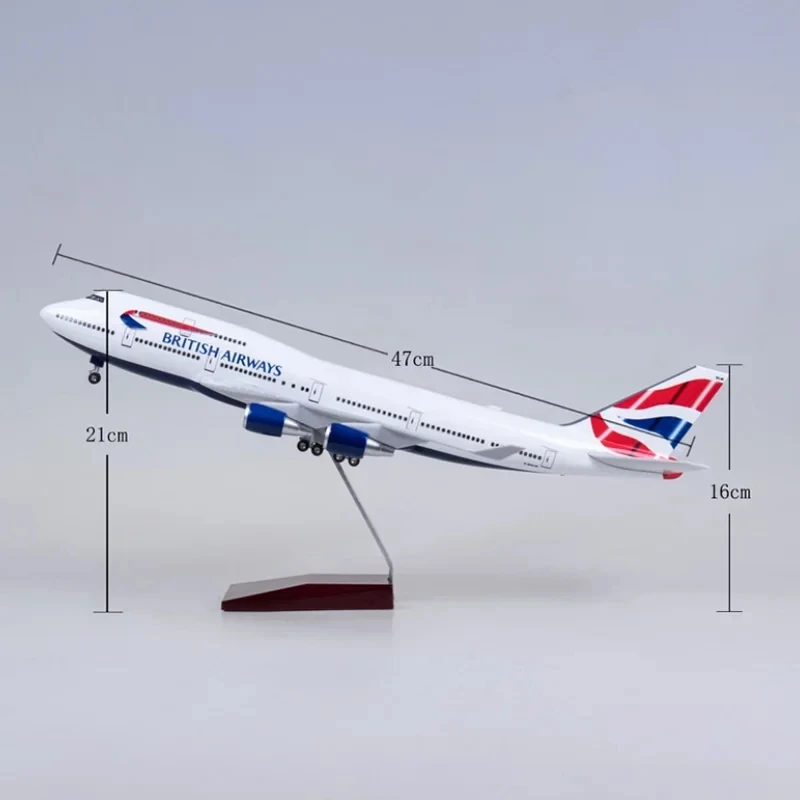 

1:150 Scale British Airways Boeing 747 Model Airplane 47cm Resin Diecast Aircraft With Landing Gear For Collection Display Gift