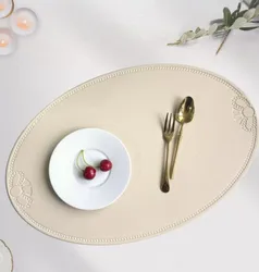 Leather Placemat Tableware Pad Irregular Retro Grey Table Mat Heat Insulation Waterproof and Oil-proof Home Dining PU Plate Mat