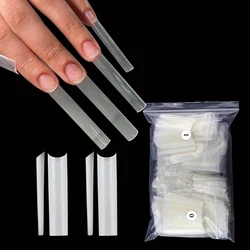 240pcs Nature No C Curve Square 3XL Long Acrylic Nail Tips Flatter Straight Non C Curve Half Cover False Nails Tip Manicure Tool