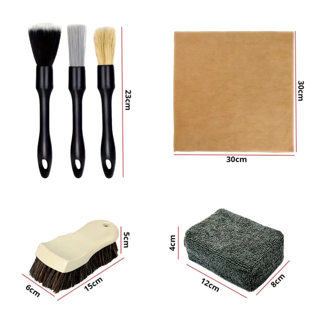 

A1516P ~Car Cleaning Kit, Car Detailing Kit Interior Cleaner, Long Bristle Horse Hair Leather Cleaning Brush, Microfiber Cloth