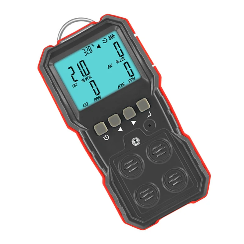 

ABKQ-Digital Compoud Gas Monitor LCD Display Rechargeable Combustible O2 H2S CO Gas Leak Sensor Sound-Light Vibration Alarm