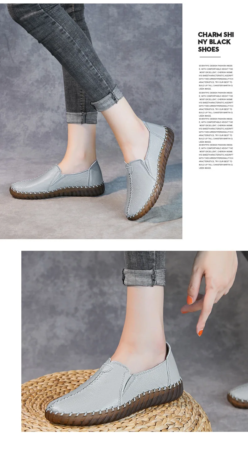 Echtleder-Sandalen mit Ausschnitten für Damen, weiße Ballerinas, Damen-Slip-On-Loafer, Damen-Krankenhaus, bequeme Krankenschwesterschuhe, flache Mutter-Sandale – Detail 18