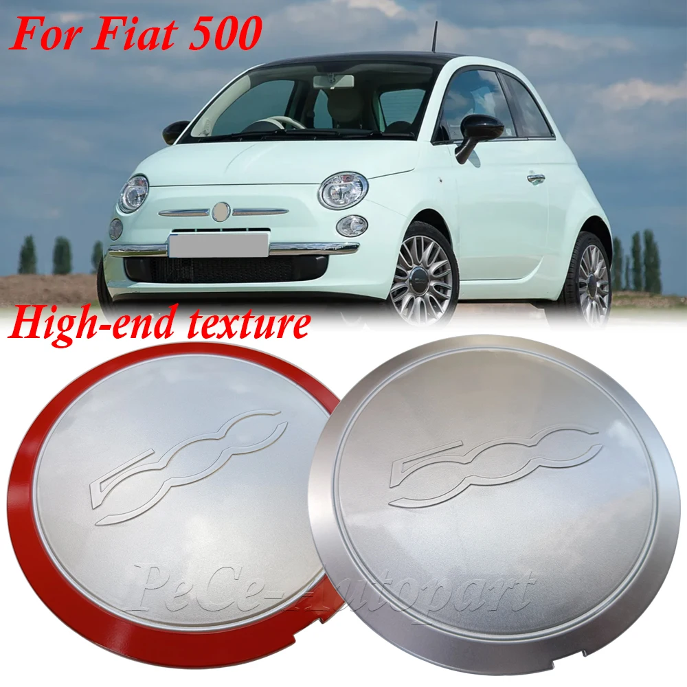 High-end Texture New 133mm Hubcap For Fiat 500 Wheels Centre Hub Caps 68078419AC 68078421AC 51884863 Silver/Red Dust Cover