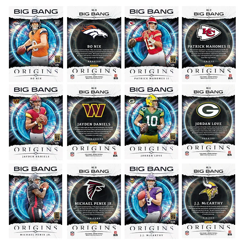 

2024 Panini Origins Football Player Cards Big Bang Mahomes Jordan Love Bo Nix Fan Collector Cards Christmas Birthday Gifts
