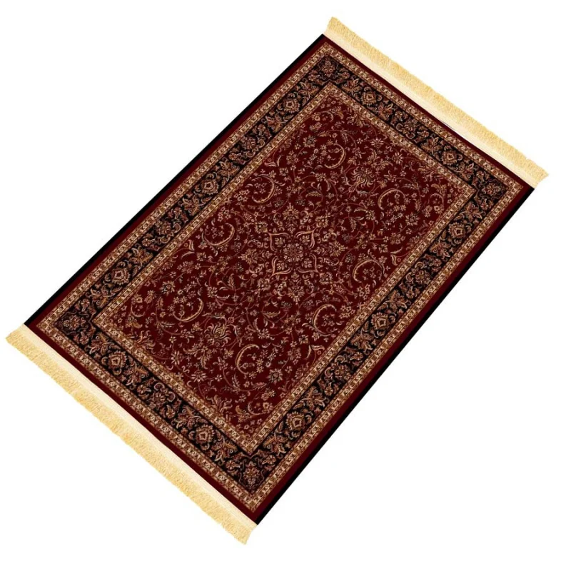 VIKAMA Islamic Prayer Rug Muslin Prayer Mat with Burgundy Vintage Tassel Worship Mat for Religious Rituals Lightweight Foldable