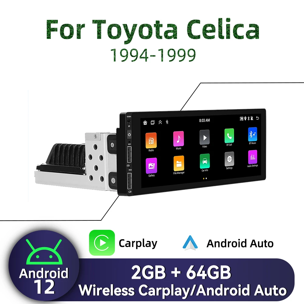 Image of 1 Din Android Radio für Toyota Celica 1994-1999 Carplay Autoradio Android Auto Stereo Auto Multimedia Head Unit GPS Navigation