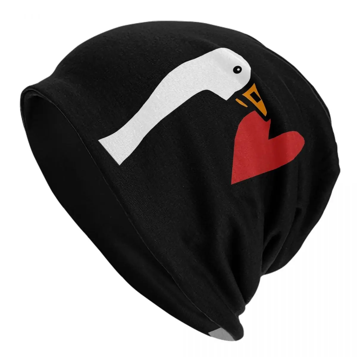 Unisex Funny Goose Stealing A Heart Skullies Beanies Accessories Valentines Day Bonnet Knitting Hats Unique Design Warm Hats