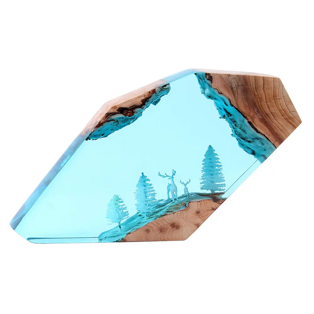 Forest Fairy Deer Desktop Art Personalized Luminous Ornament Sunken Ship Octopus Holy Solid Wood Resin Home Decor Craft Item