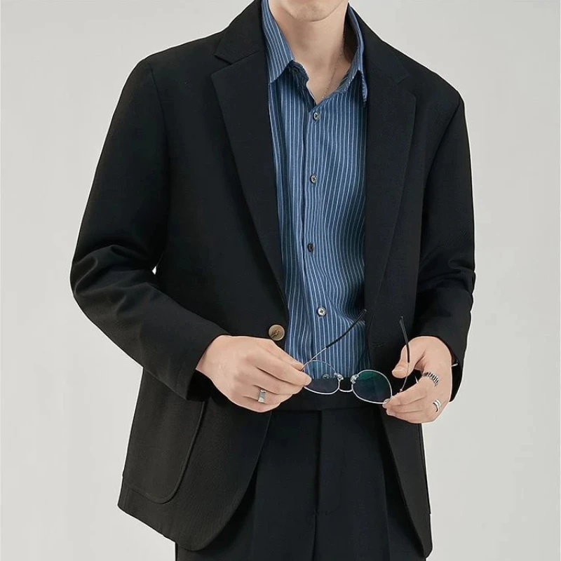 2 Piece Outfit Set Male Solid Color Youth Trends Costumes Ceremony Pants Full Men\'s Suits and Blazers Clothes Classic Elegant